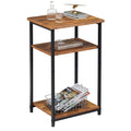WLIVE End Tables Living Room 3-Tier Side Tables Bedroom Narrow Side Table for Couch Rustic Brown