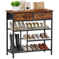 Snughome Shoe Rack 4 Tier Shoe Storage Organizer with 2 Drawers Shoe Storage Shelves with Sturdy Wooden Top and Metal Shelves Free Standing Shoe Rack for Entryway Closet